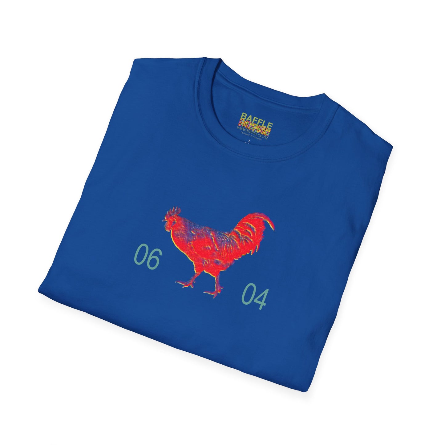0604 ROOSTER HALF TONE BLUR - RED - Titirangi  - Gildan 64000 Graphic Tee