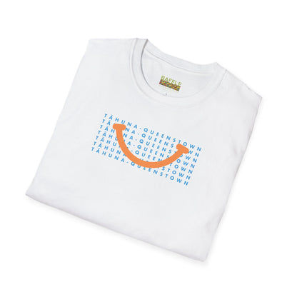 NEW - TĀHUNA - QUEENSTOWN SMILE LIGHT BLUE - Gildan 64000 Graphic Tee