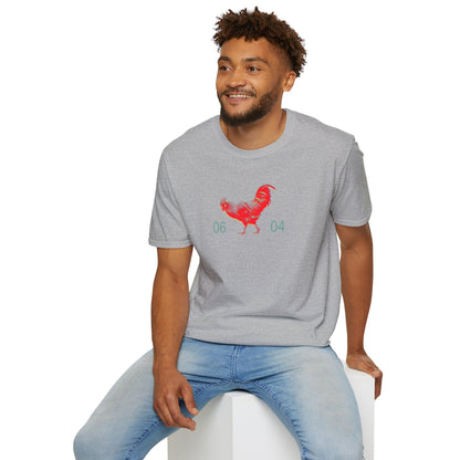0604 ROOSTER HALF TONE BLUR - RED - Titirangi  - Gildan 64000 Graphic Tee