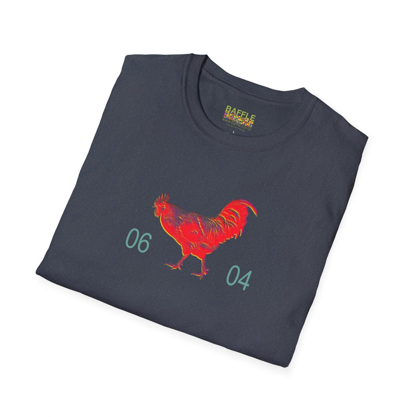 0604 ROOSTER HALF TONE BLUR - RED - Titirangi  - Gildan 64000 Graphic Tee
