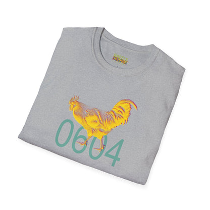 0604 ROOSTER HALF TONE BLUR - YELLOW - Titirangi - Gildan 64000 Graphic Tee