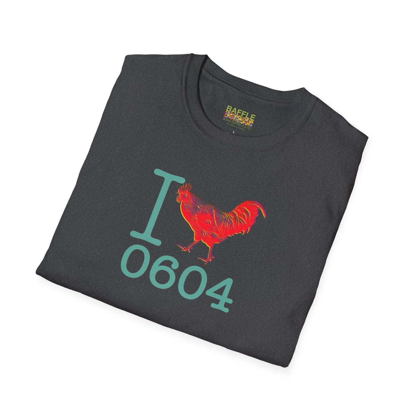 Titirangi Rooster Heart T-Shirt — I ROOSTER 0604 - Gildan 64000 Graphic Tee