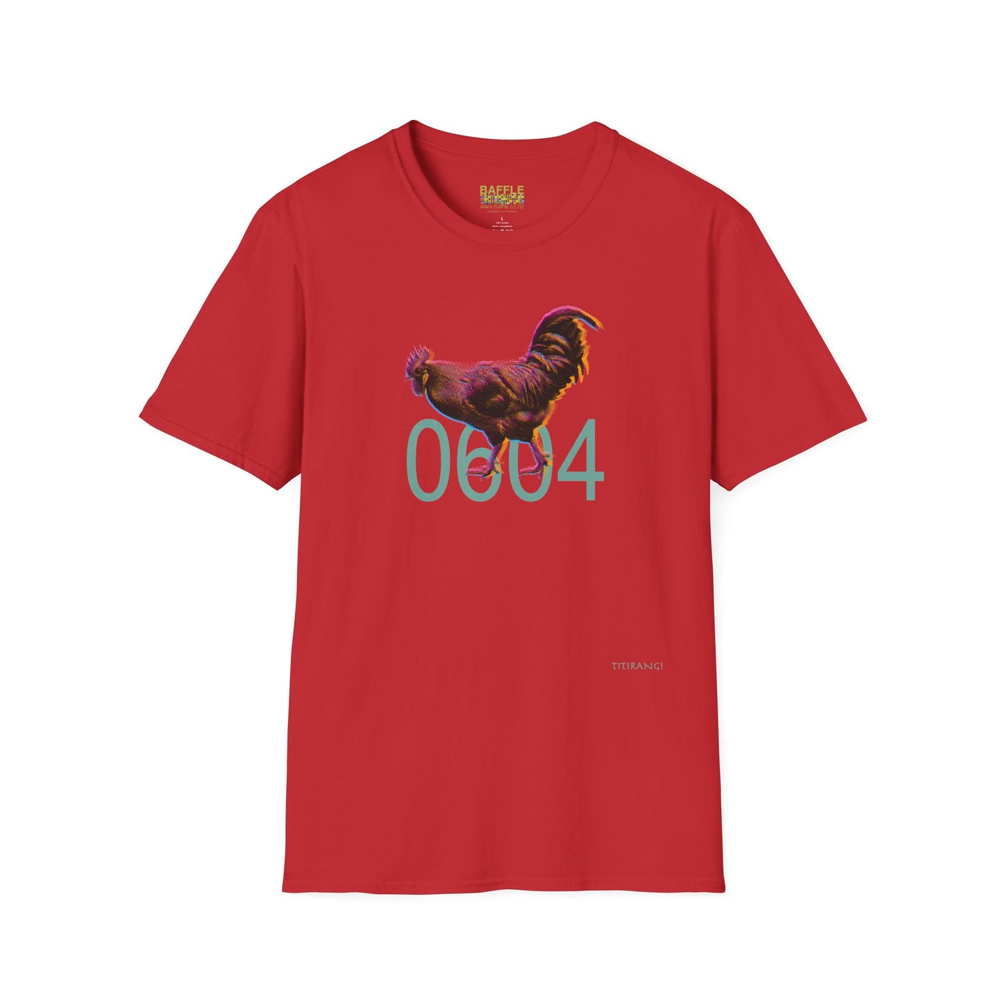 0604 ROOSTER HALF TONE BLUR - DARK - Titirangi  - Gildan 64000 Graphic Tee
