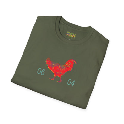 0604 ROOSTER HALF TONE BLUR - RED - Titirangi  - Gildan 64000 Graphic Tee