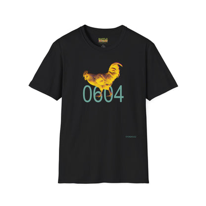 0604 ROOSTER HALF TONE BLUR - YELLOW - Titirangi - Gildan 64000 Graphic Tee