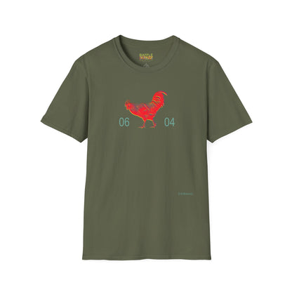 0604 ROOSTER HALF TONE BLUR - RED - Titirangi  - Gildan 64000 Graphic Tee