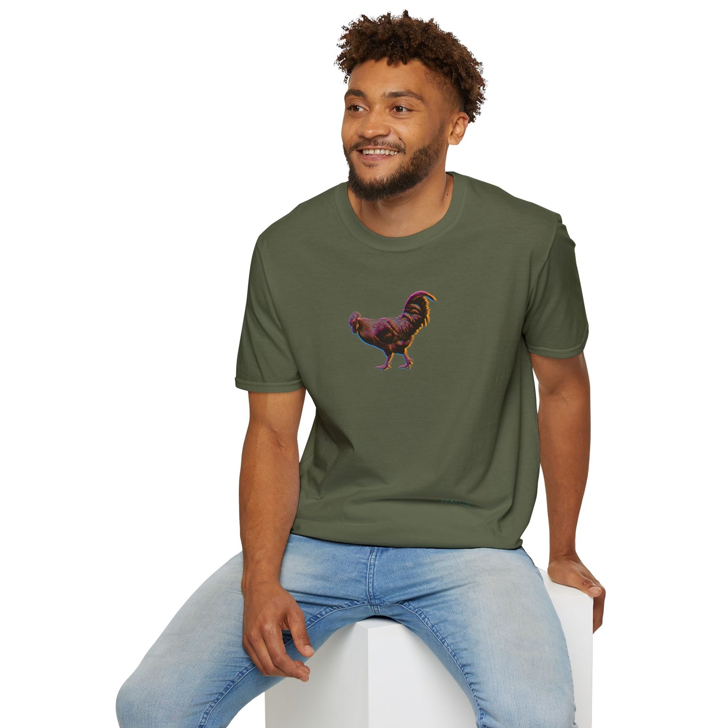TITIRANGI ROOSTER HALF TONE BLUR - DARK - Gildan 64000 Graphic Tee