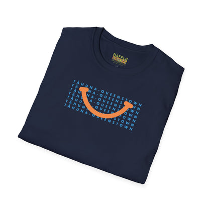 NEW - TĀHUNA - QUEENSTOWN SMILE LIGHT BLUE - Gildan 64000 Graphic Tee