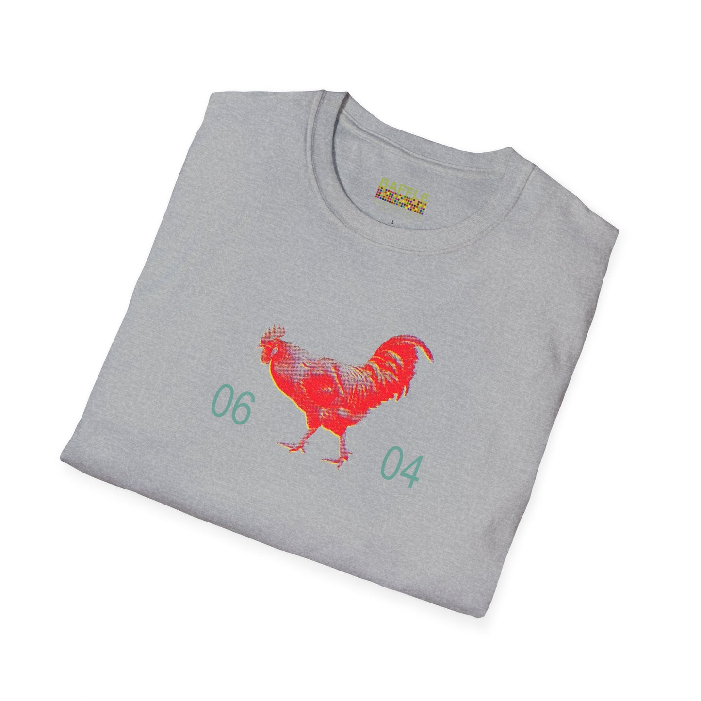 0604 ROOSTER HALF TONE BLUR - RED - Titirangi  - Gildan 64000 Graphic Tee