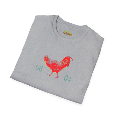 0604 ROOSTER HALF TONE BLUR - RED - Titirangi  - Gildan 64000 Graphic Tee