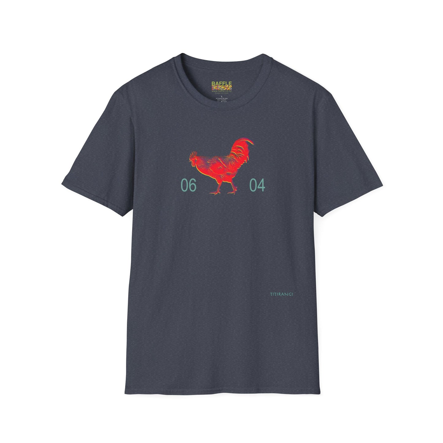 0604 ROOSTER HALF TONE BLUR - RED - Titirangi  - Gildan 64000 Graphic Tee