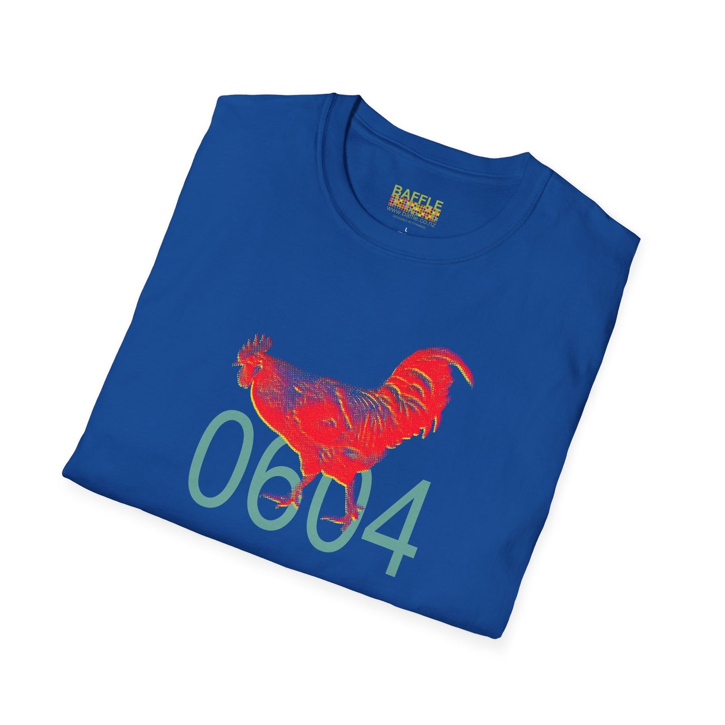 0604 ROOSTER HALF TONE BLUR - RED - Titirangi - Gildan 64000 Graphic Tee