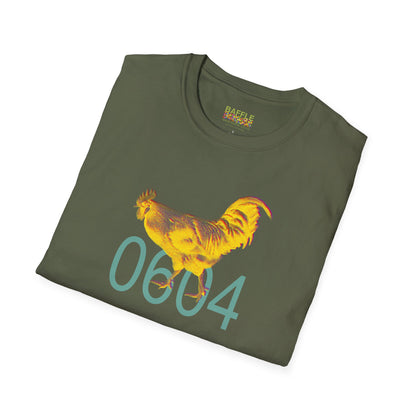 0604 ROOSTER HALF TONE BLUR - YELLOW - Titirangi - Gildan 64000 Graphic Tee
