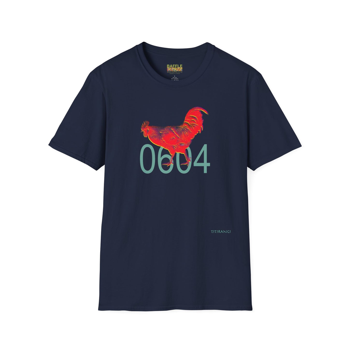 0604 ROOSTER HALF TONE BLUR - RED - Titirangi - Gildan 64000 Graphic Tee