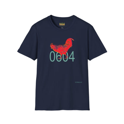 0604 ROOSTER HALF TONE BLUR - RED - Titirangi - Gildan 64000 Graphic Tee
