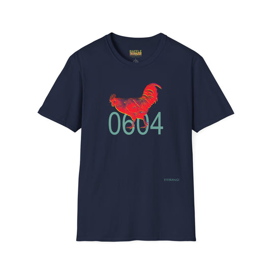 0604 ROOSTER HALF TONE BLUR - RED - Titirangi - Gildan 64000 Graphic Tee