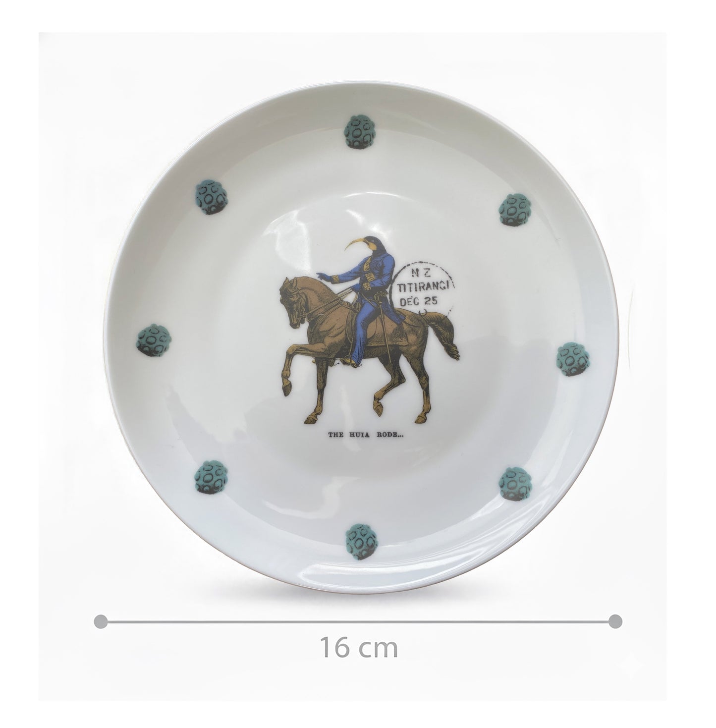The Huia Rode... - 16 cm small side plate -   Stamped Titirangi  - Bone China