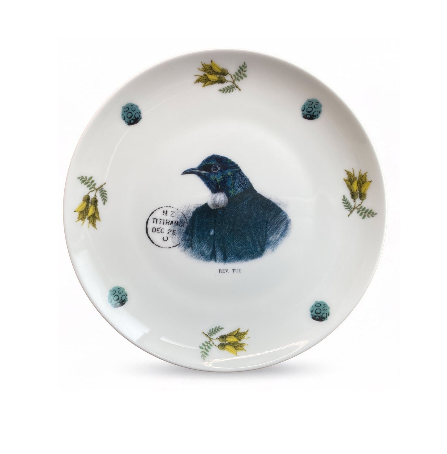 Rev. Tui - 16 cm small side plate -  Stamped Titirangi - Bone China