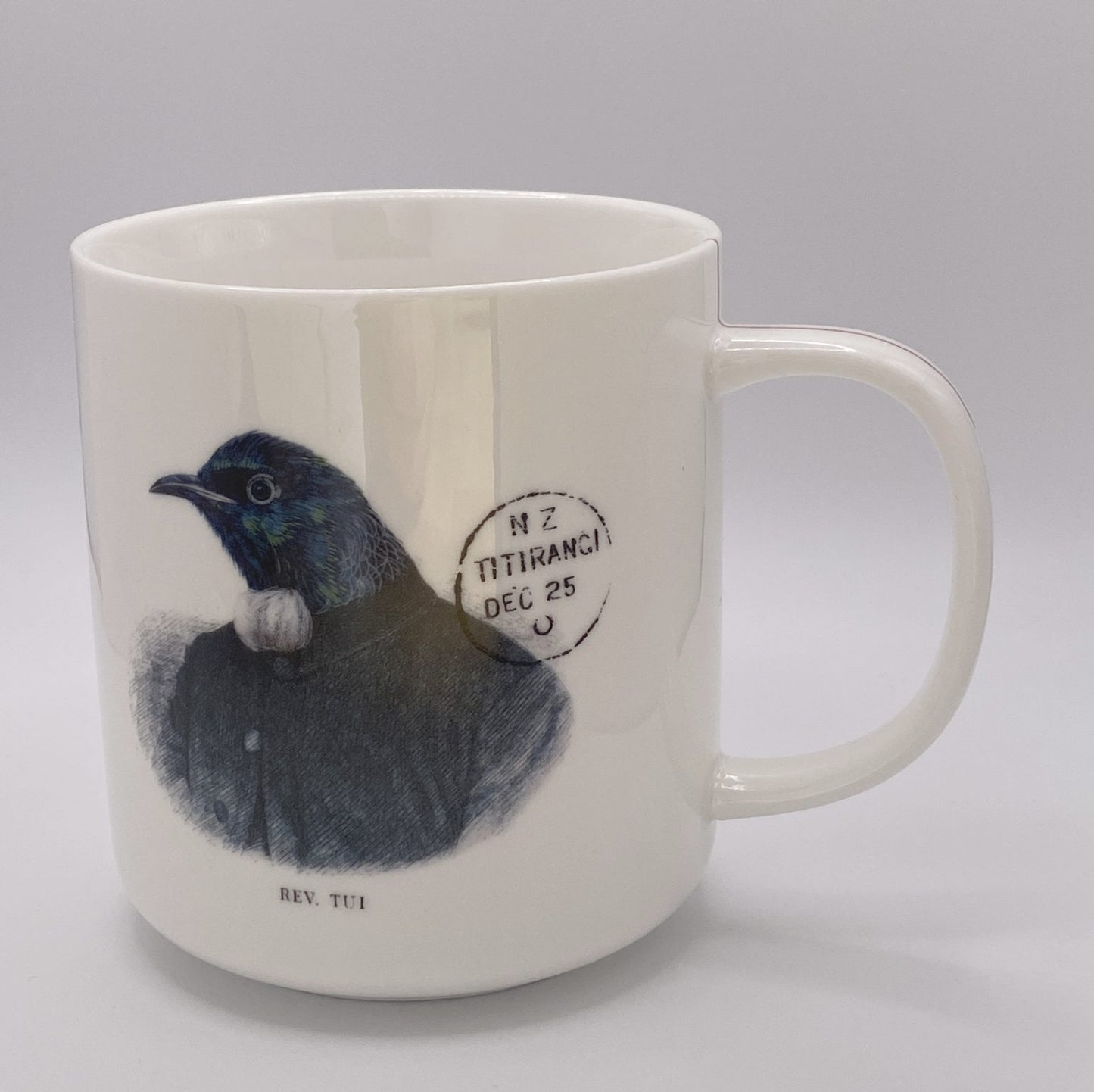 Rev. Tui -  large 460ml mug - Stamped Titirangi - Porcelain