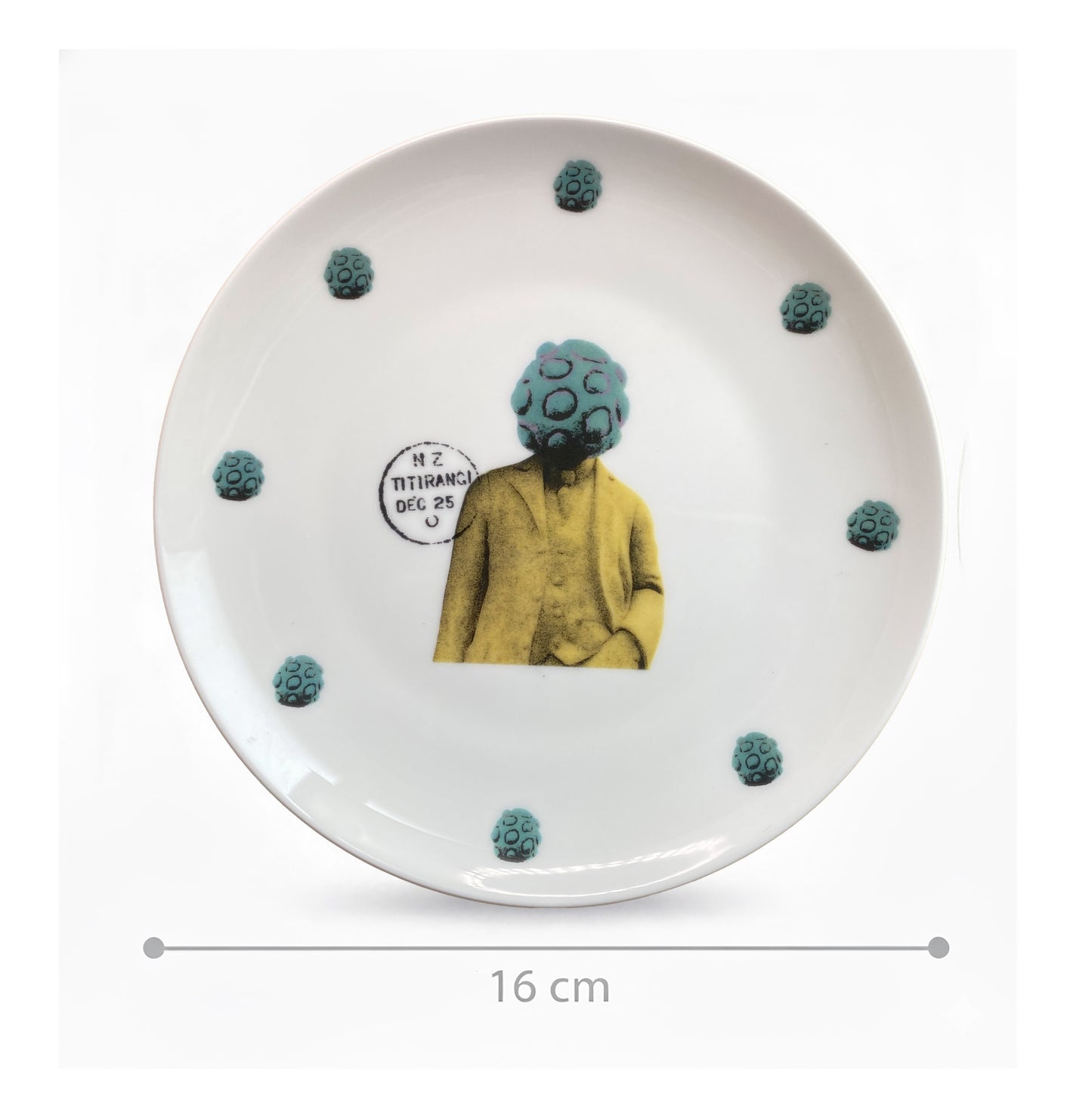 On Your Head Be It - 16 cm small side plate -  Stamped Titirangi  - Bone China