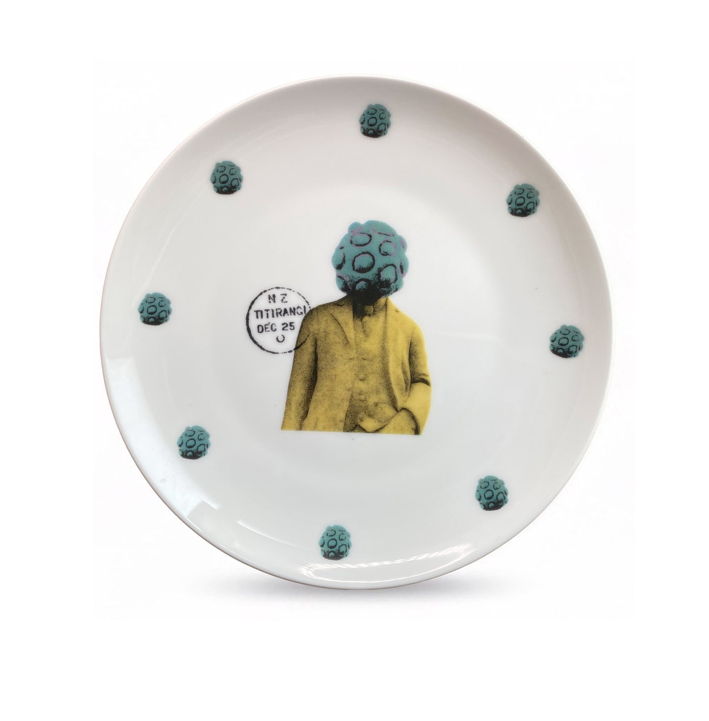 On Your Head Be It - 16 cm small side plate -  Stamped Titirangi  - Bone China